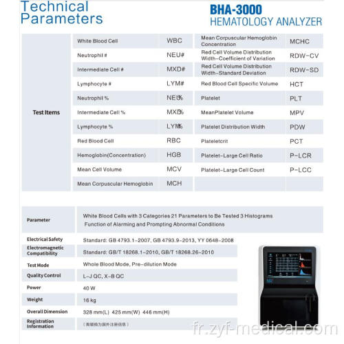 Vente chaude en 3 parties 23 Paramètres Analyseur d'hématologie